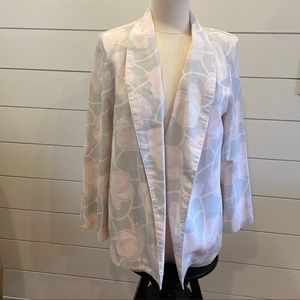 Vintage Winsome Flax Blend Open Blazer w/ Skirt Pale Pink and Gray Floral